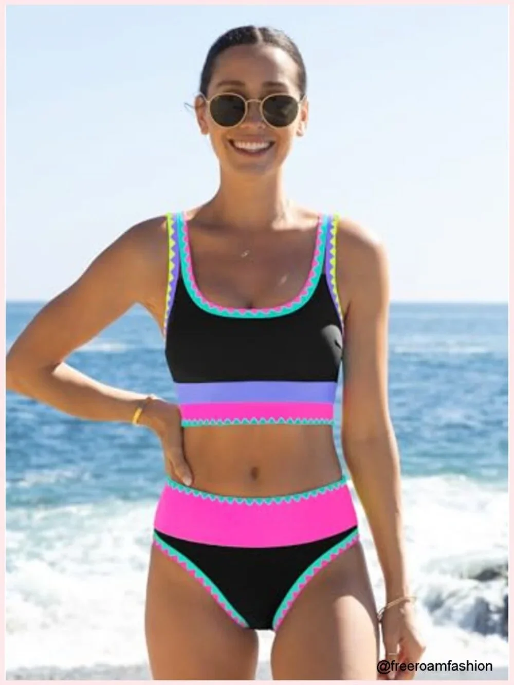 Women's Tummy Control 3 Piece Bikini Set High Waisted Skirt Swimsuit